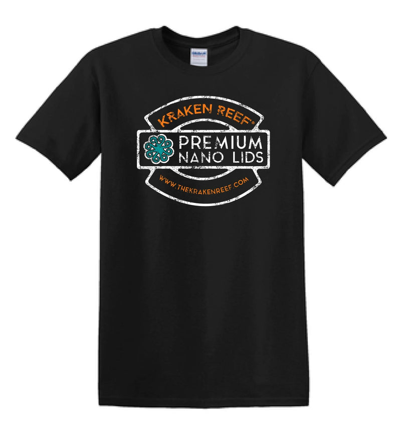 Kraken Reef T-Shirt (Black, Distressed Vintage Logo, Adult)